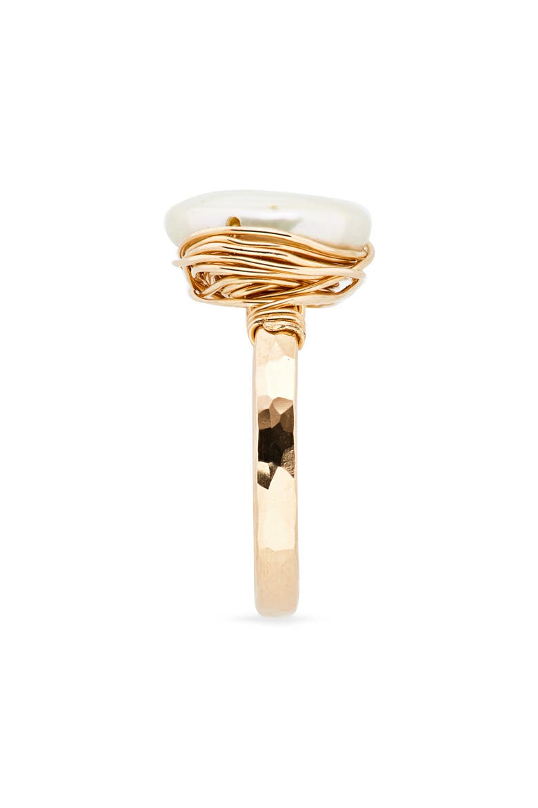 Semiprecious Stone Wire-Wrapped Ring, Alternate, color, GOLD FILL / PEARL