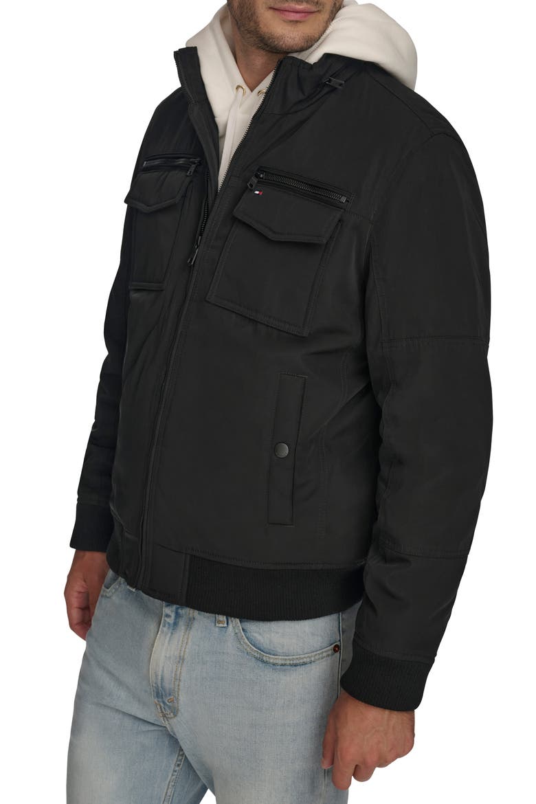 Performance Filled Bomber Jacket, Alternate, color, BLACK