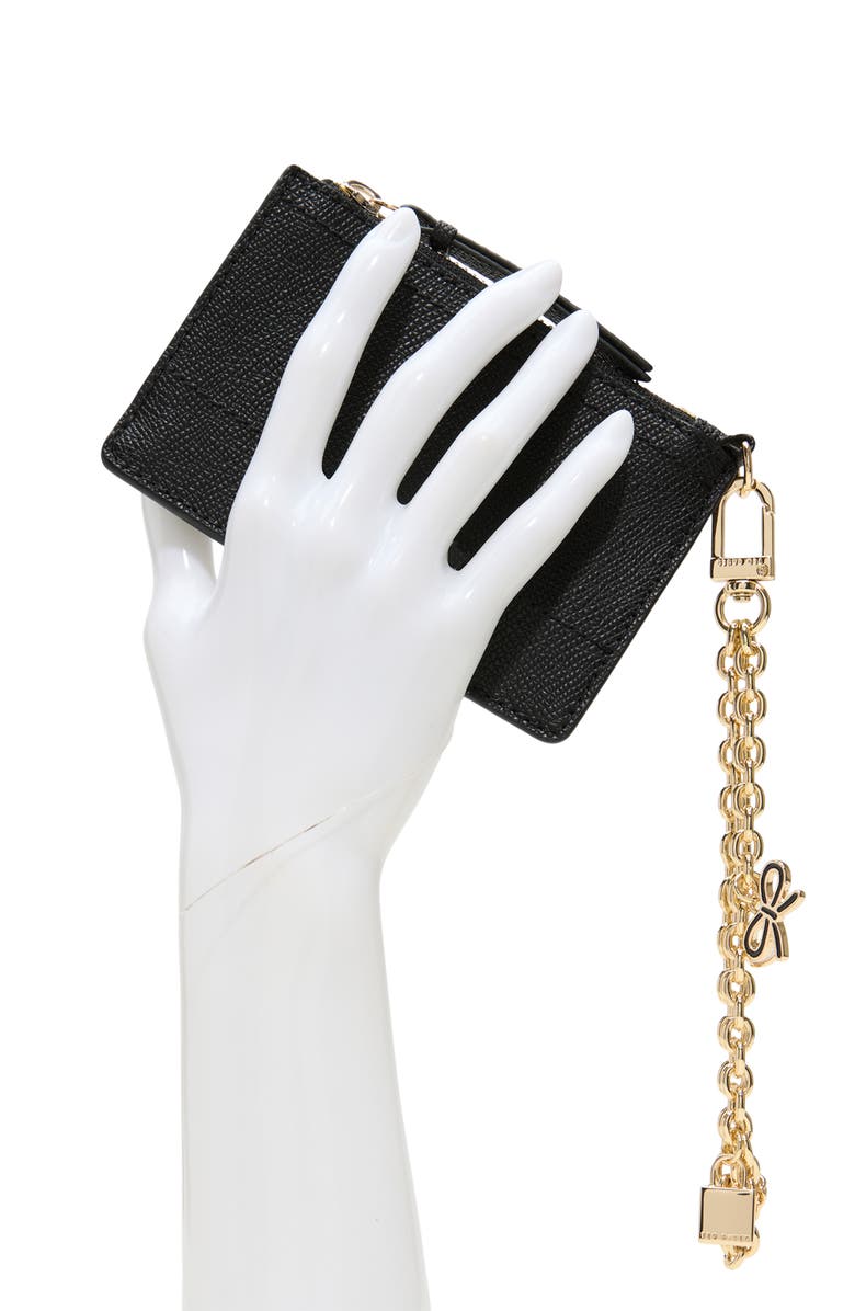 Ted Baker London Sutton Charm Leather Card Case, Alternate, color, Black/ Black