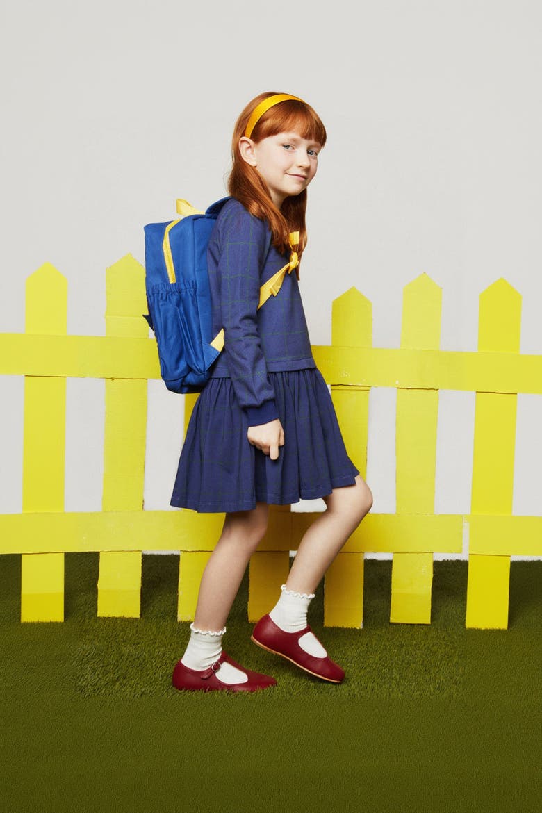 Navy Grid Dress, Alternate, color, Beacone Blue/Print