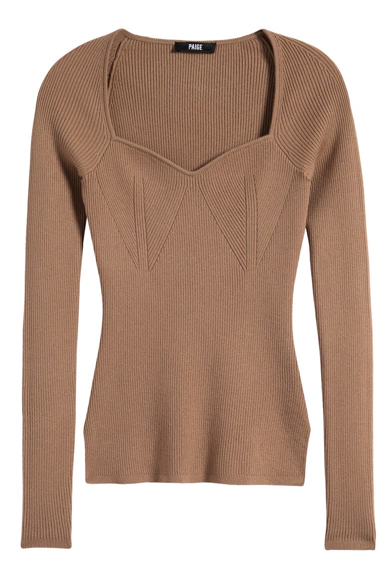 Parvati Sweetheart Neck Rib Sweater, Alternate, color, BURNTSUGAR