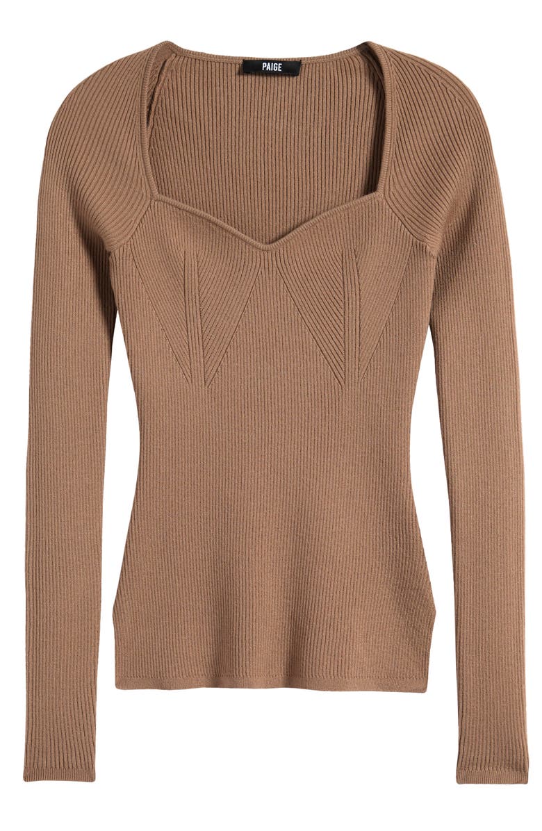 PAIGE Parvati Sweetheart Neck Rib Sweater, Alternate, color, Burntsugar