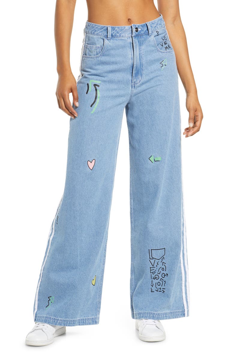 adidas Originals Denim Track Pants, Main, color, 