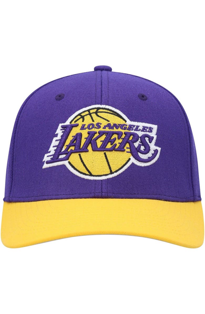 Mitchell & Ness Men's Mitchell & Ness Purple/Gold Los Angeles Lakers MVP Team Two-Tone 2.0 Stretch-Snapback Hat, Alternate, color,