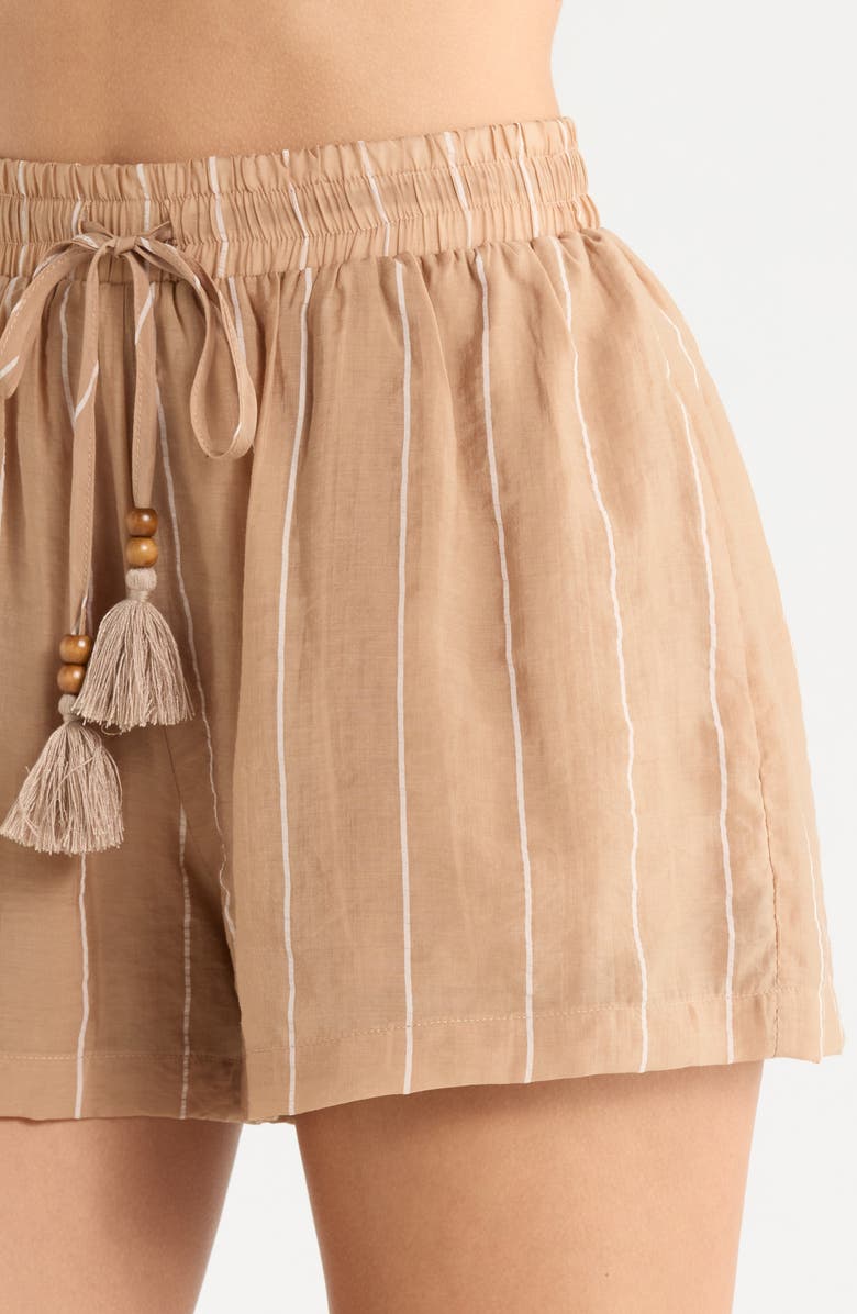 Elan Drawstring Cover-Up Shorts, Alternate, color, Tan