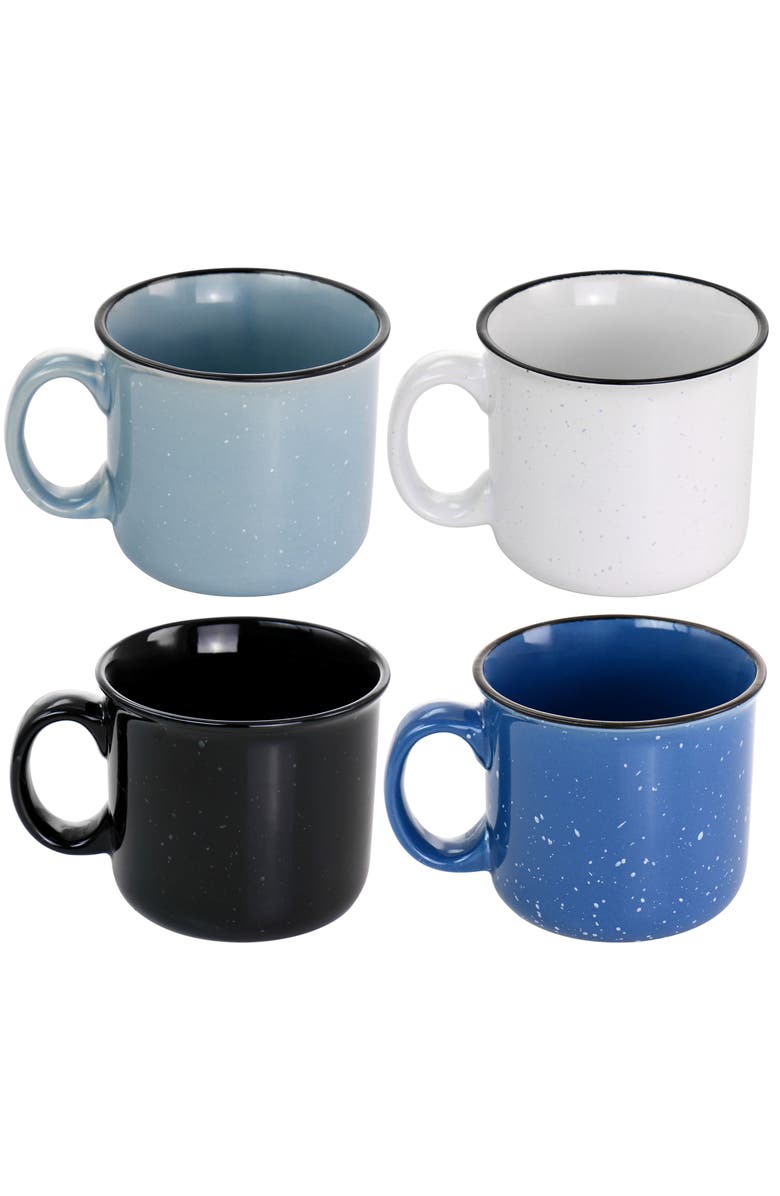 Mr. Coffee Colebrook Speckled Stoneware 18oz 4 Piece Mug Set, Alternate, color, Blue