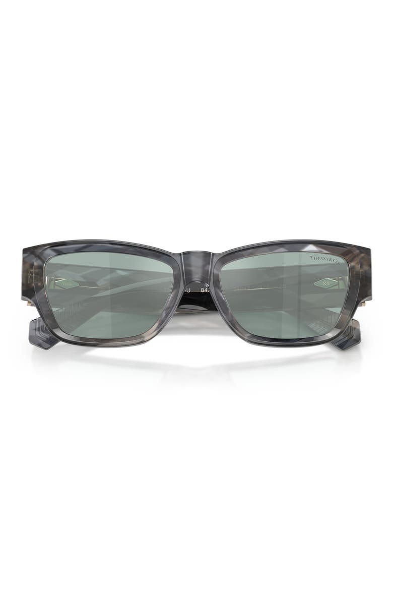 54mm Rectangular Sunglasses, Alternate, color, GEOMETRIC BLACK HAVANA / AZURE