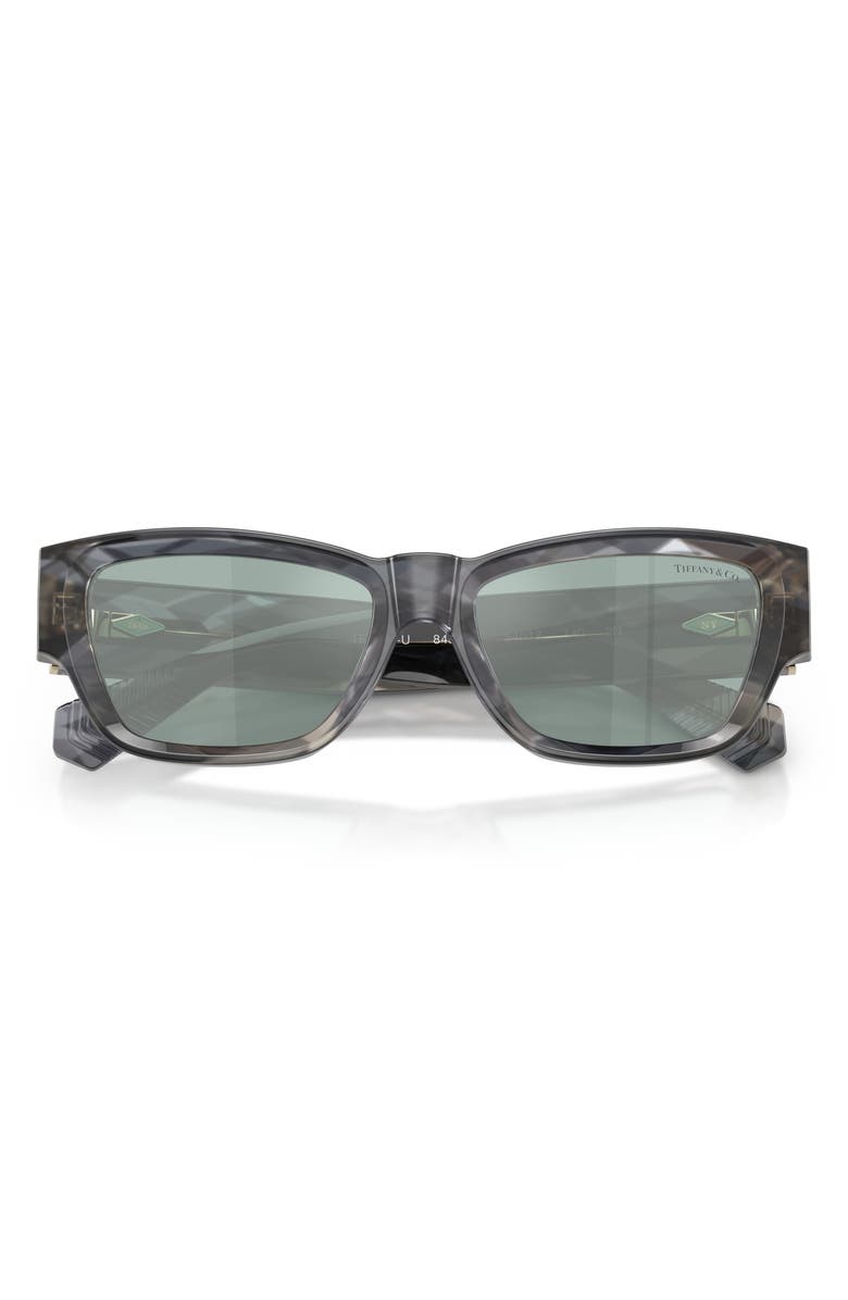 Tiffany & Co. 54mm Rectangular Sunglasses, Alternate, color, Geometric Black Havana / Azure