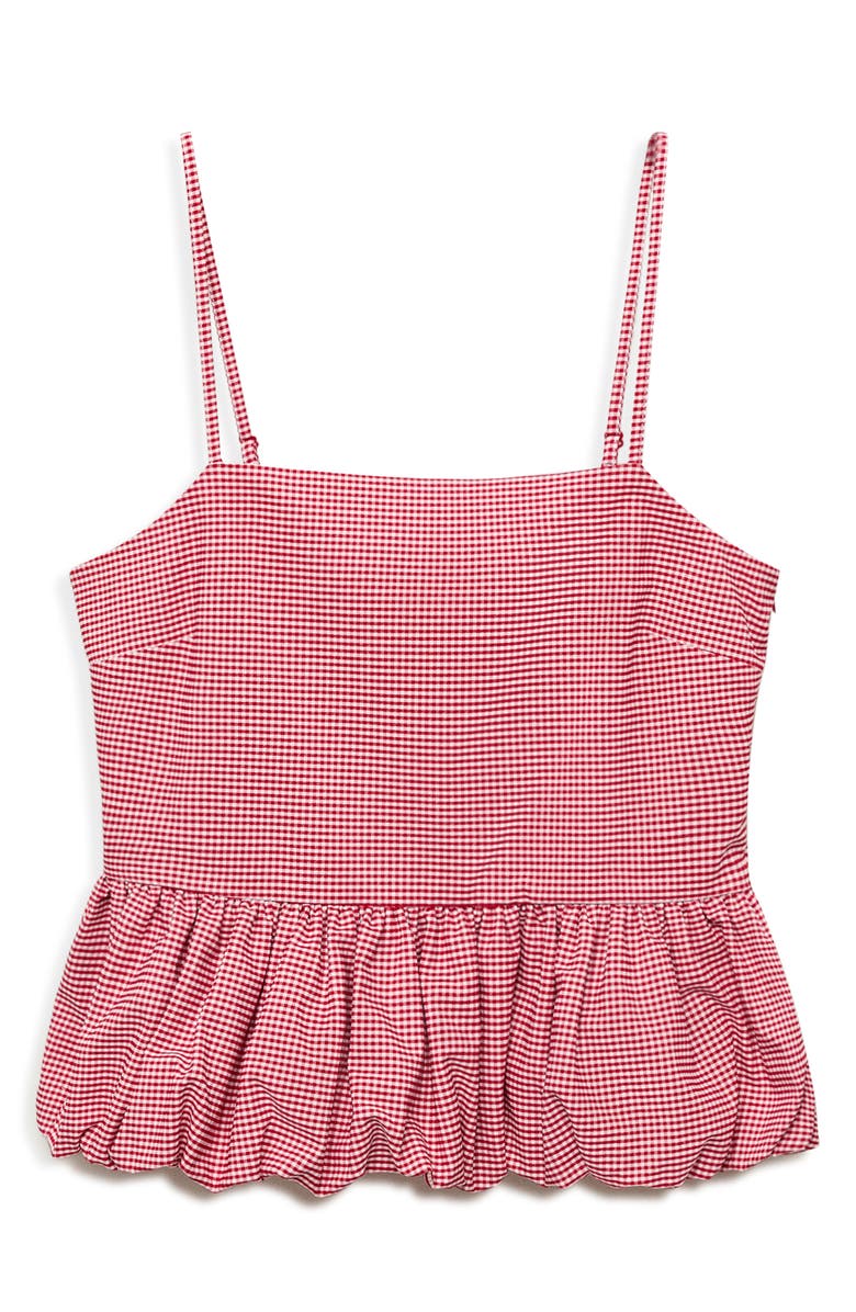 MANGO Gingham Bubble Camisole, Main, color, Red