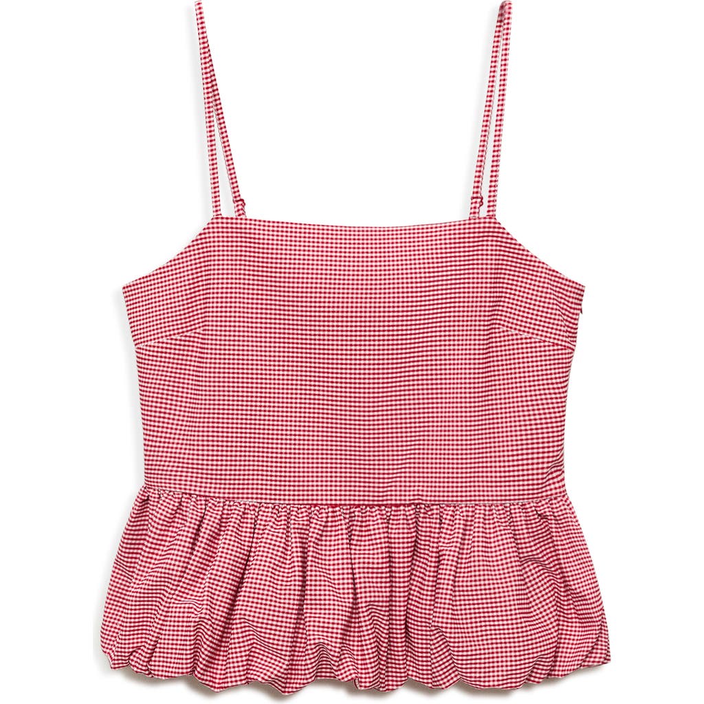 Mango Gingham Bubble Camisole In Pink