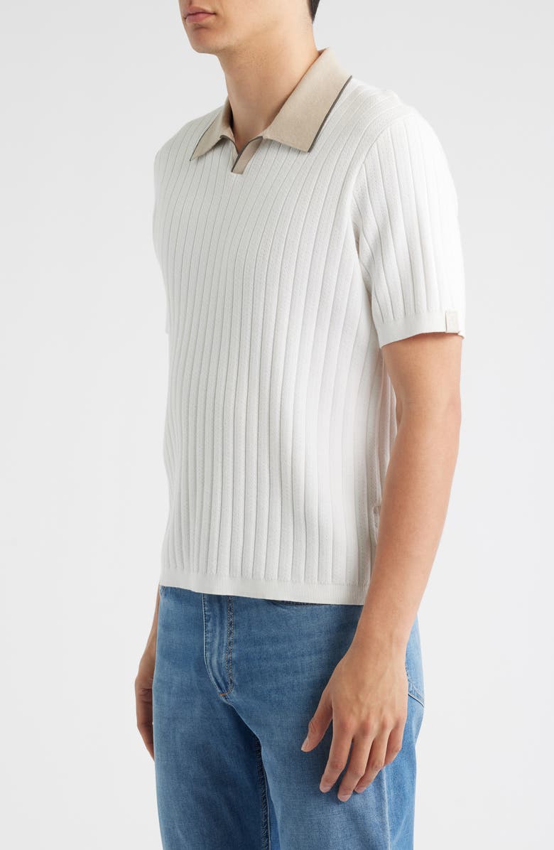 rag & bone Sanford Rib Johnny Collar Polo, Alternate, color, Chalk