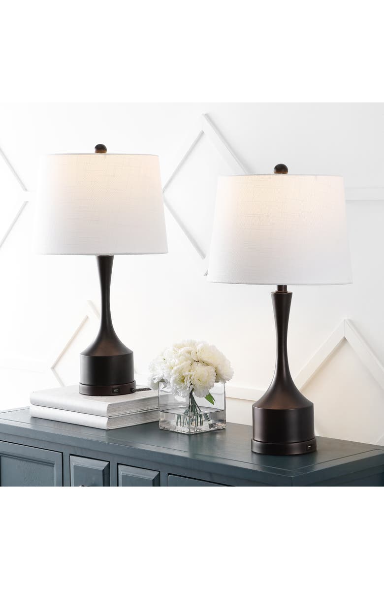 JONATHAN Y Cooper 26" Classic French Country Iron LED Table Lamp with USB Charging Port, Alternate, color, Oil Rubbed Bronze