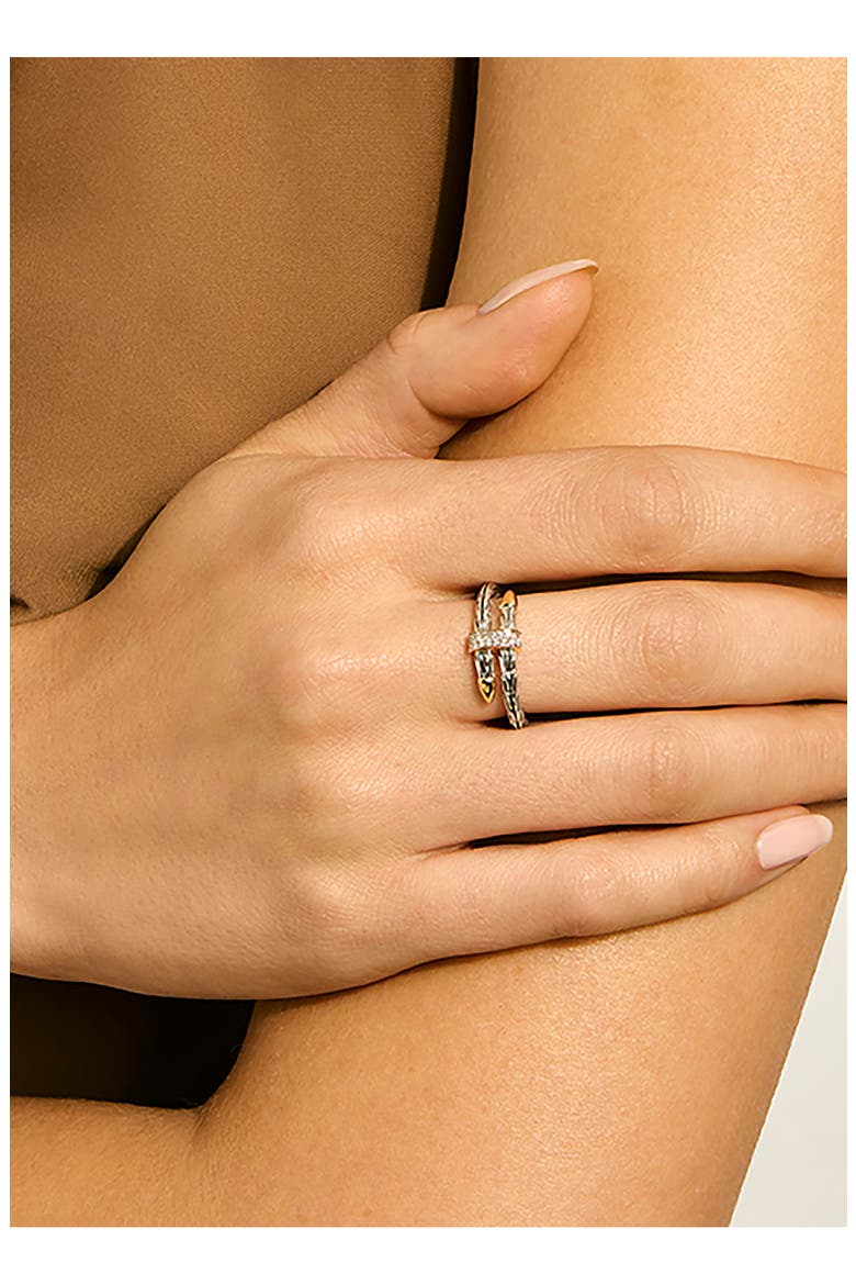 Spear Wrap Ring, Diamonds, Alternate, color, SILVER AND GOLD