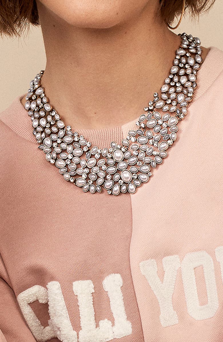 BaubleBar 'Kew' Crystal Collar Necklace, Alternate, color, Pearl/ Gold