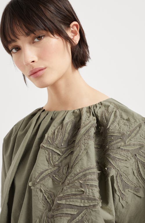 Brunello Cucinelli Herbarium-appliqué Blouse In Green