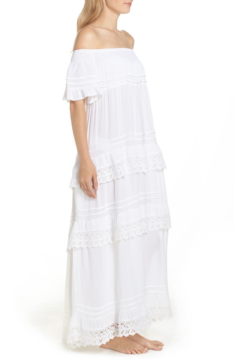 Muche et Muchette Esmerelda Off the Shoulder Cover-Up Maxi Dress, Alternate, color, White