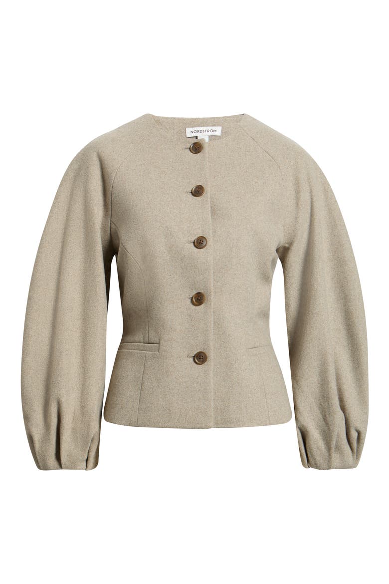 Collarless Sculpted Jacket, Alternate, color, BEIGE HEATHER