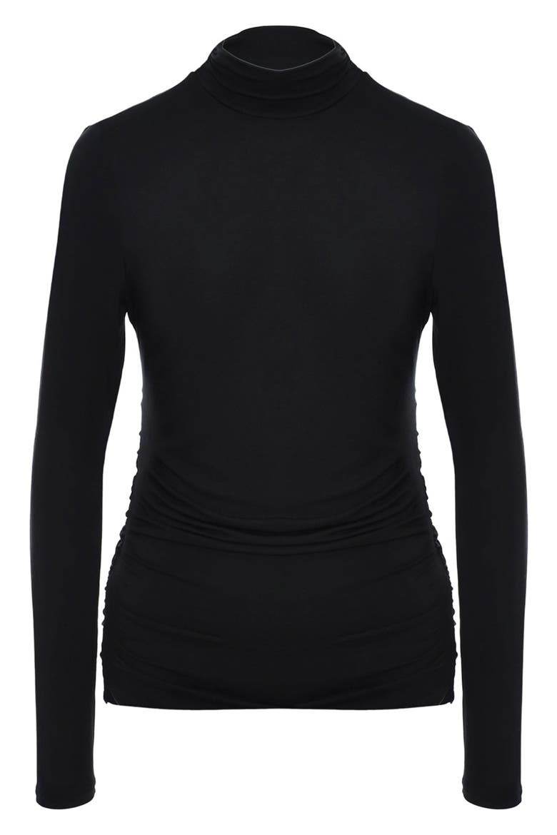 Ruched Moc Neck Maternity T-Shirt, Alternate, color, BLACK
