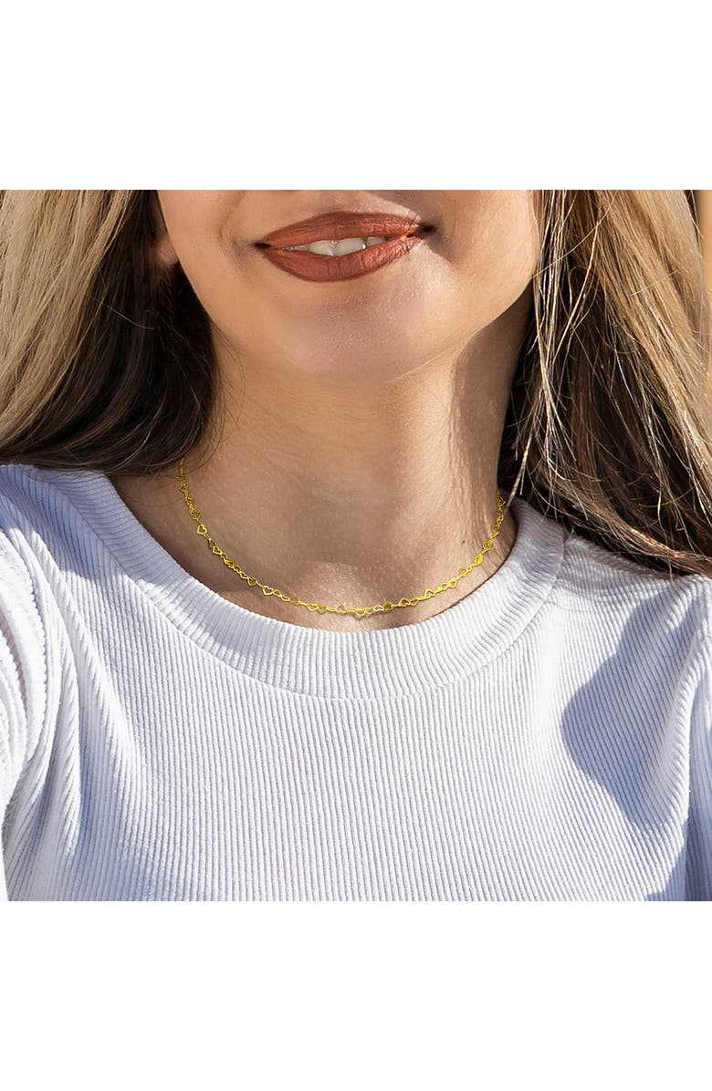 DELMAR 18K Gold Plated Sterling Silver 3mm Heart Link Necklace, Alternate, color, Gold