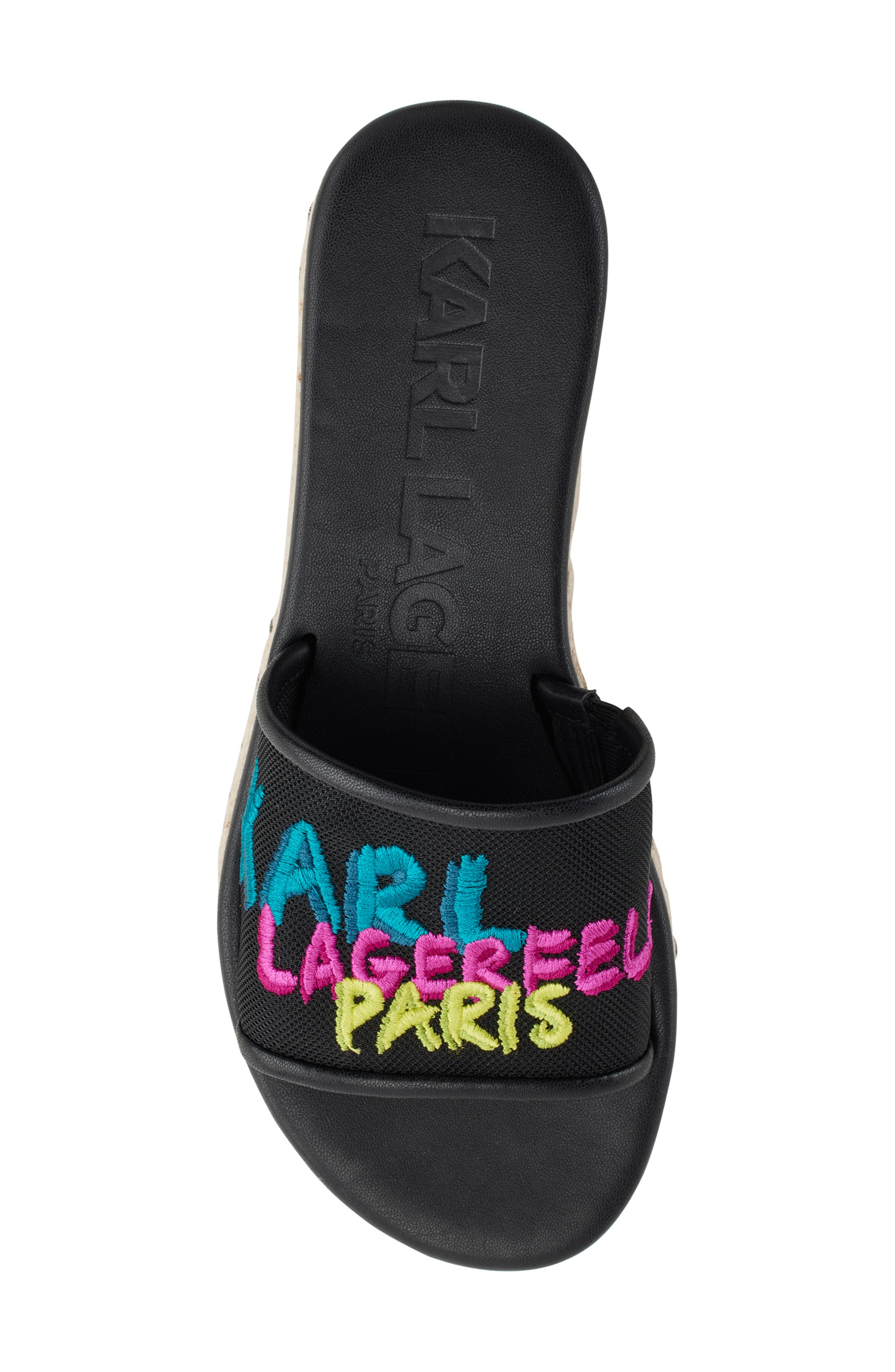 KARL LAGERFELD PARIS Kamara Embroidered Platform Slide Sandal, Alternate, color, 