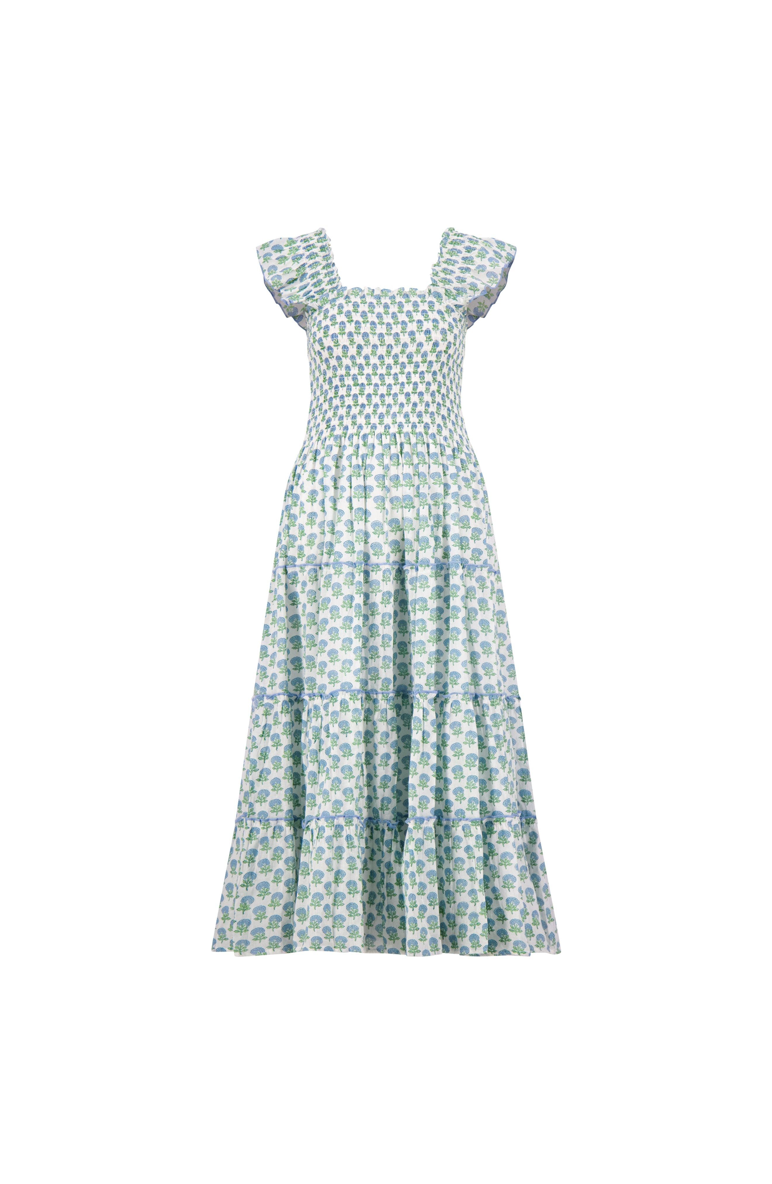 selected Aqua Floral Block Print