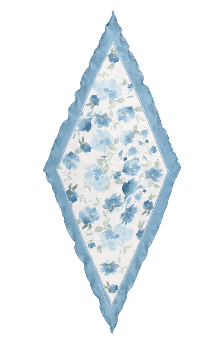 Lauren Ralph Lauren Watercolor Floral Silk Scarf, Alternate, color, Blue Note
