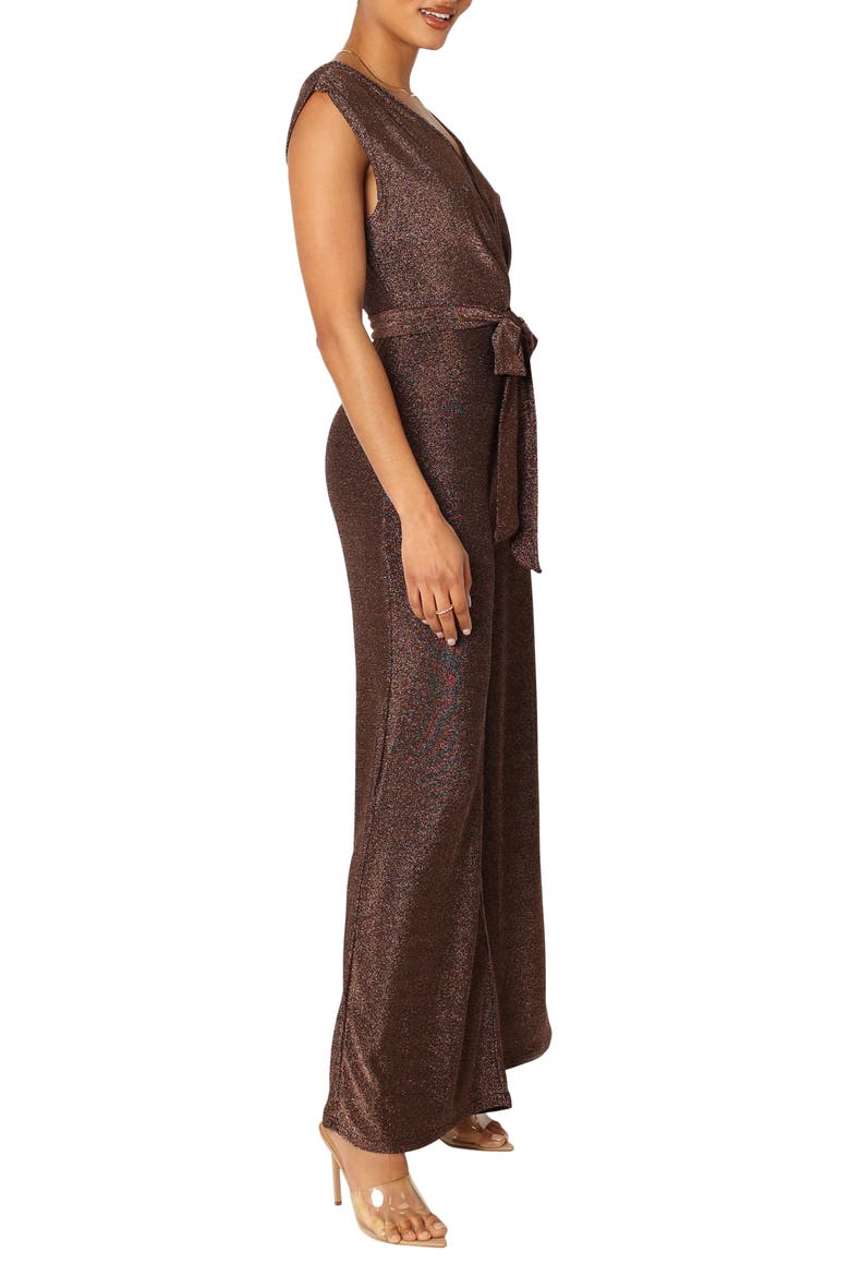 Nora Metallic Wide Leg Jumpsuit, Alternate, color, CHOCOLATE