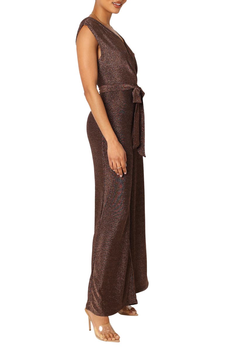 Petal & Pup Nora Metallic Wide Leg Jumpsuit, Alternate, color, Chocolate