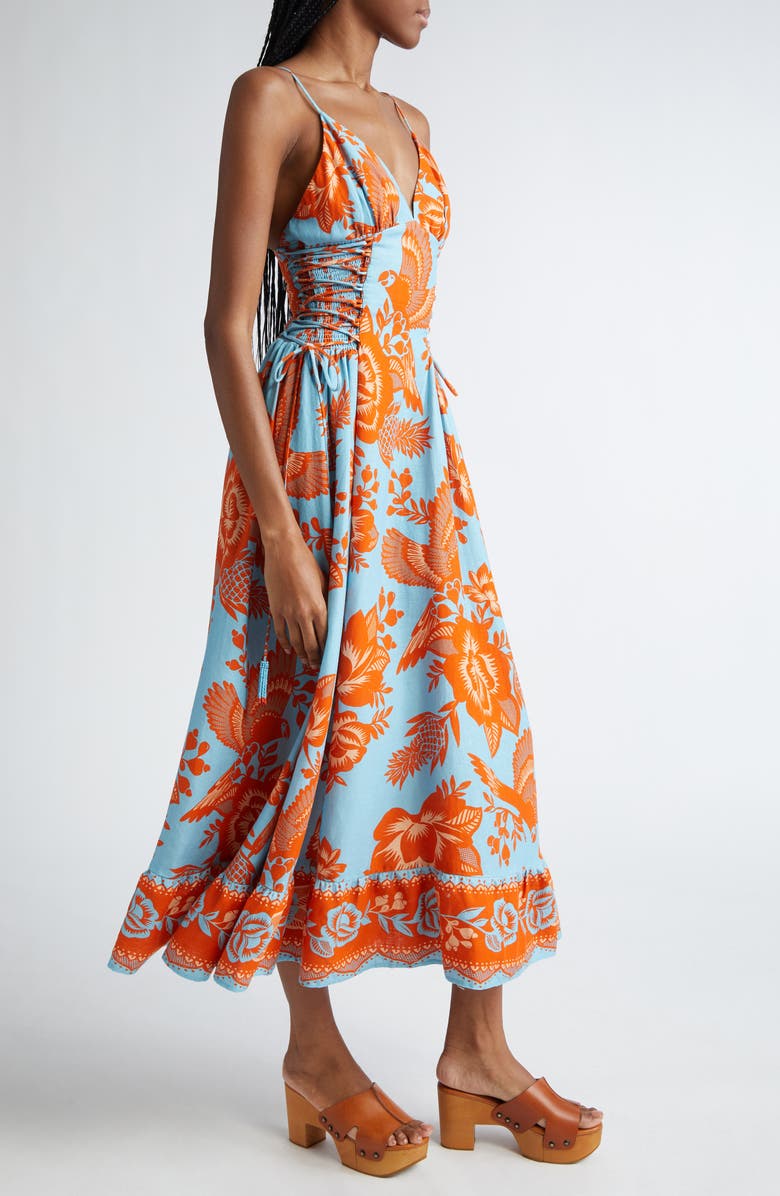 FARM Rio Floral Linen Blend Midi Dress, Alternate, color, 