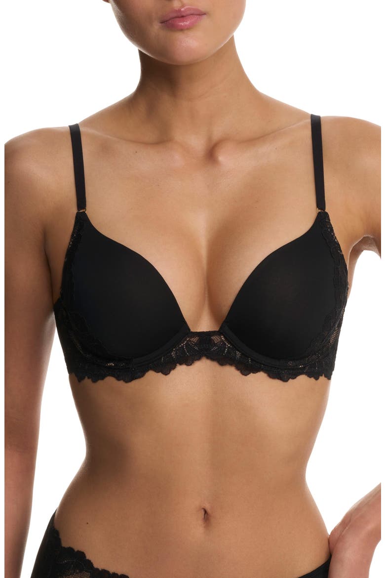Peony Demi Lace T-Shirt Bra, Main, color, Black/Cafe