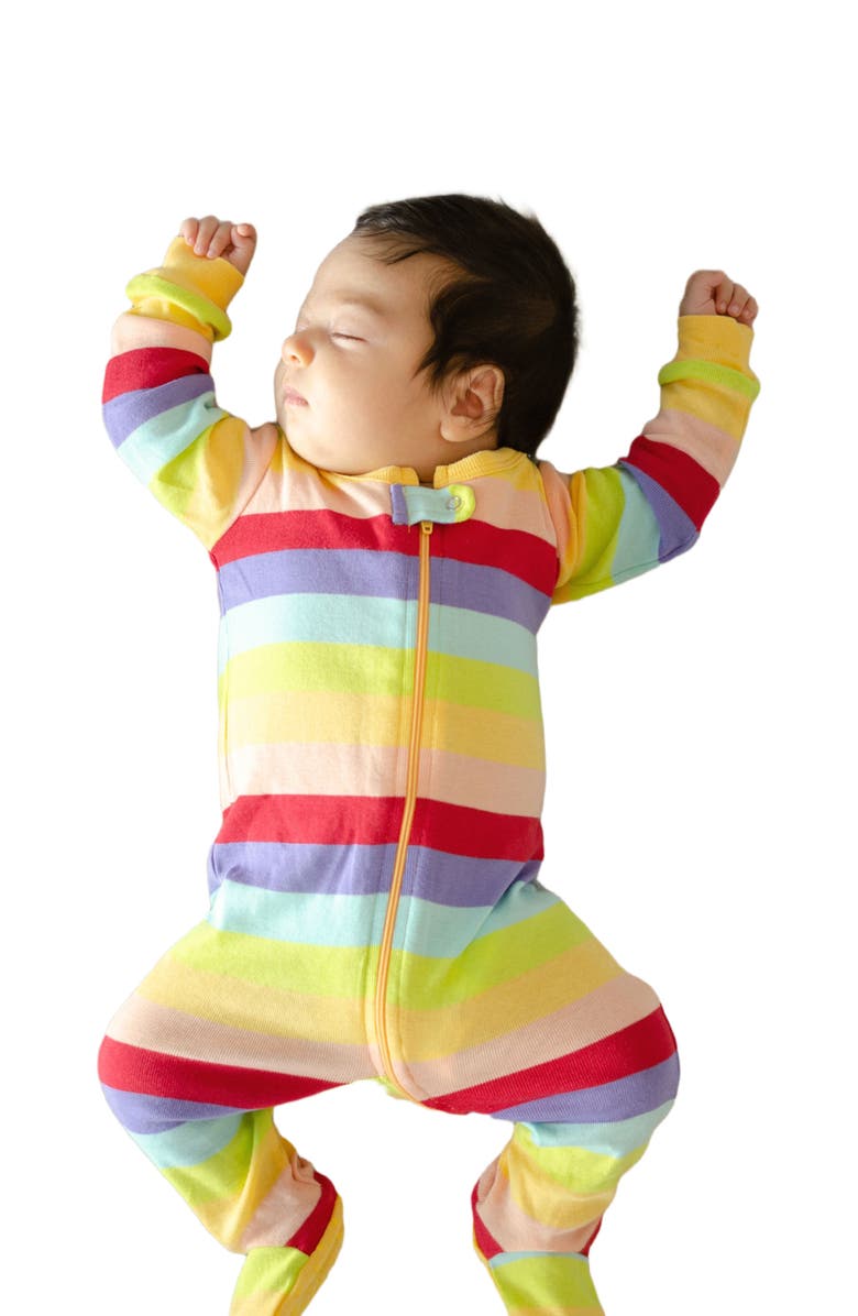 Leveret Footed Striped Cotton Matching Family Pajamas, Alternate, color, Colorful Girls