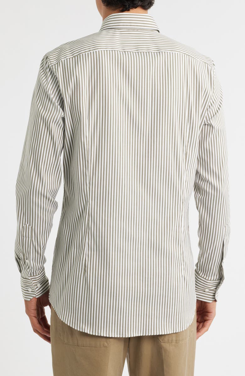 BOSS Hays Slim Fit Stripe Stretch Cotton Dress Shirt, Alternate, color, Open Green