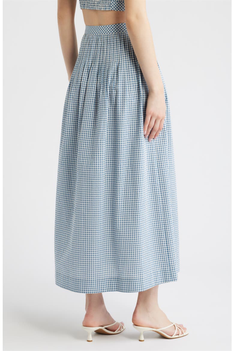 The Ame Check Maxi Skirt, Alternate, color, TEAL GINGHAM