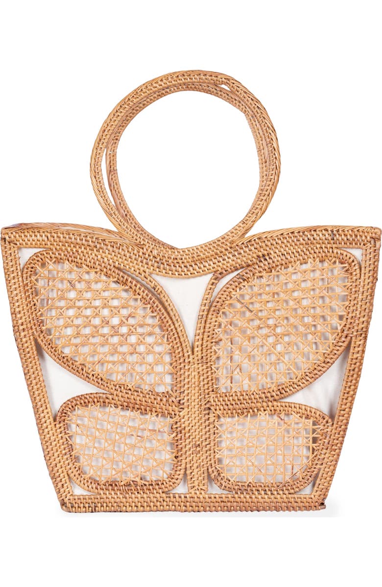 Jelavu Ata Butterfly Handwoven Rattan Tote, Alternate, color, Natural/ Ivory