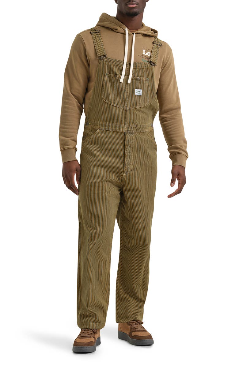 Lee Railroad Stripe Workwear Bib Overalls, Main, color, Overdye Raw Umber Railroad