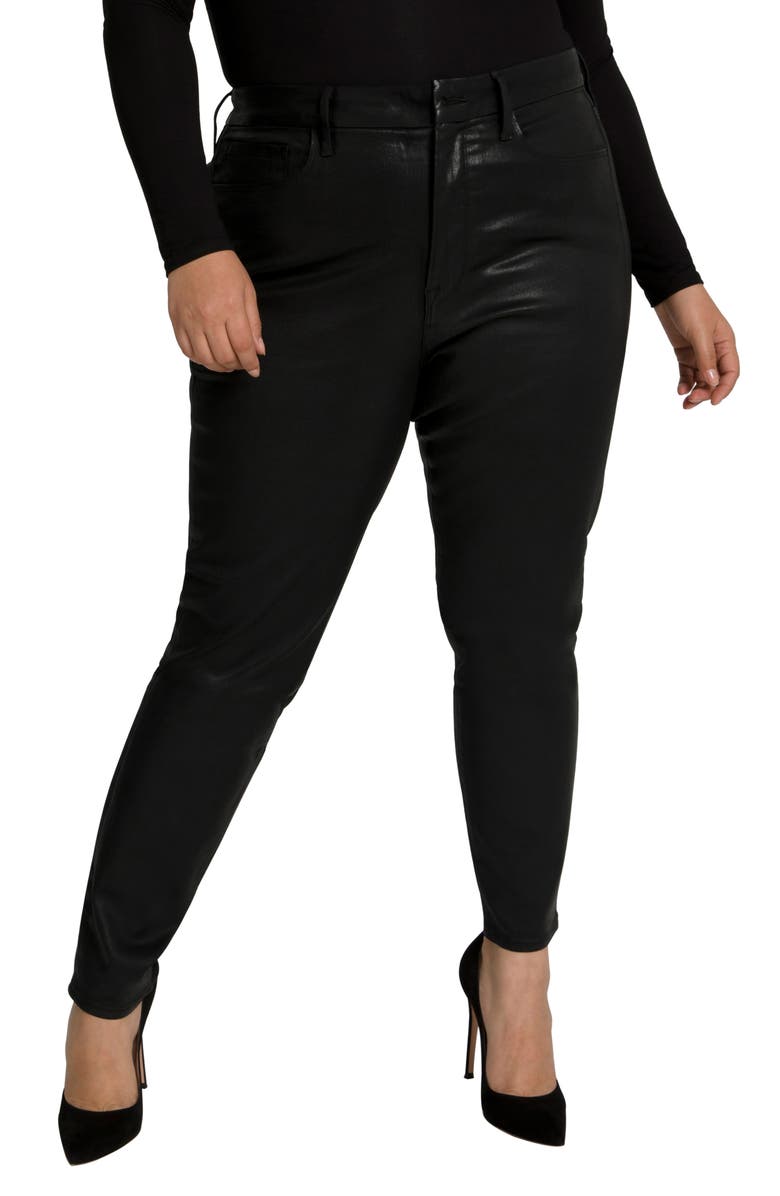 Good American Good Legs Coated Ankle Skinny Jeans, Alternate, color,