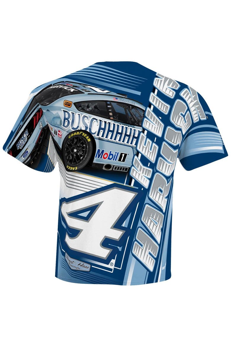 Men's Stewart-Haas Racing Team Collection White Kevin Harvick Busch Light Sublimated Dynamic Total Print T-Shirt, Alternate, color, White