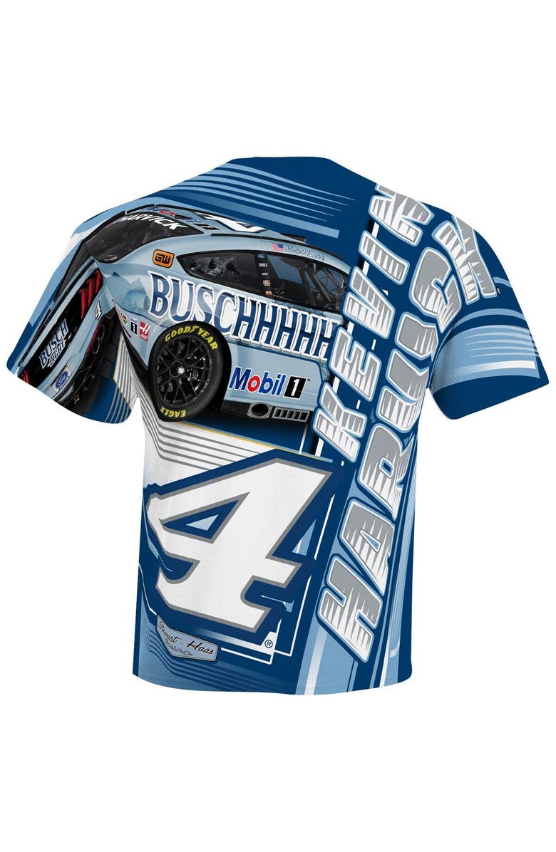STEWART-HAAS RACING Men's Stewart-Haas Racing Team Collection White Kevin Harvick Busch Light Sublimated Dynamic Total Print T-Shirt, Alternate, color, White