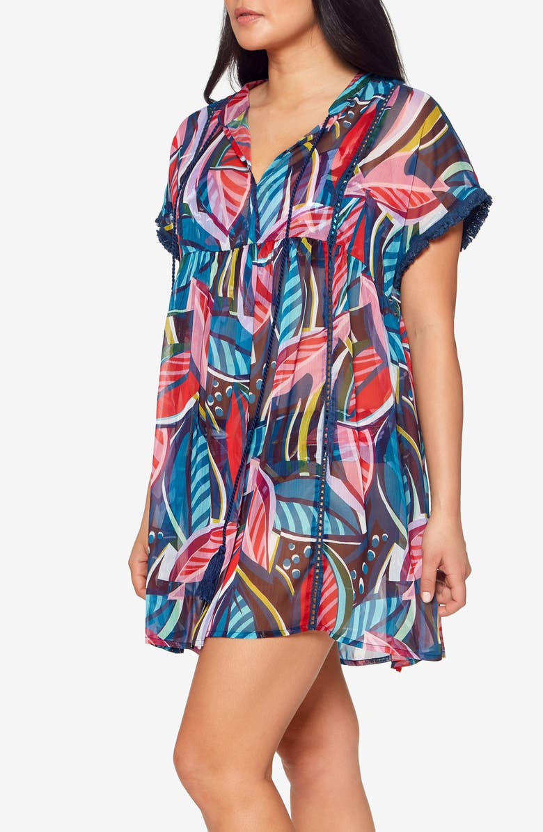 BLEU by Rod Beattie Absolutely Fabulous Chiffon Cover-Up Dress, Alternate, color,
