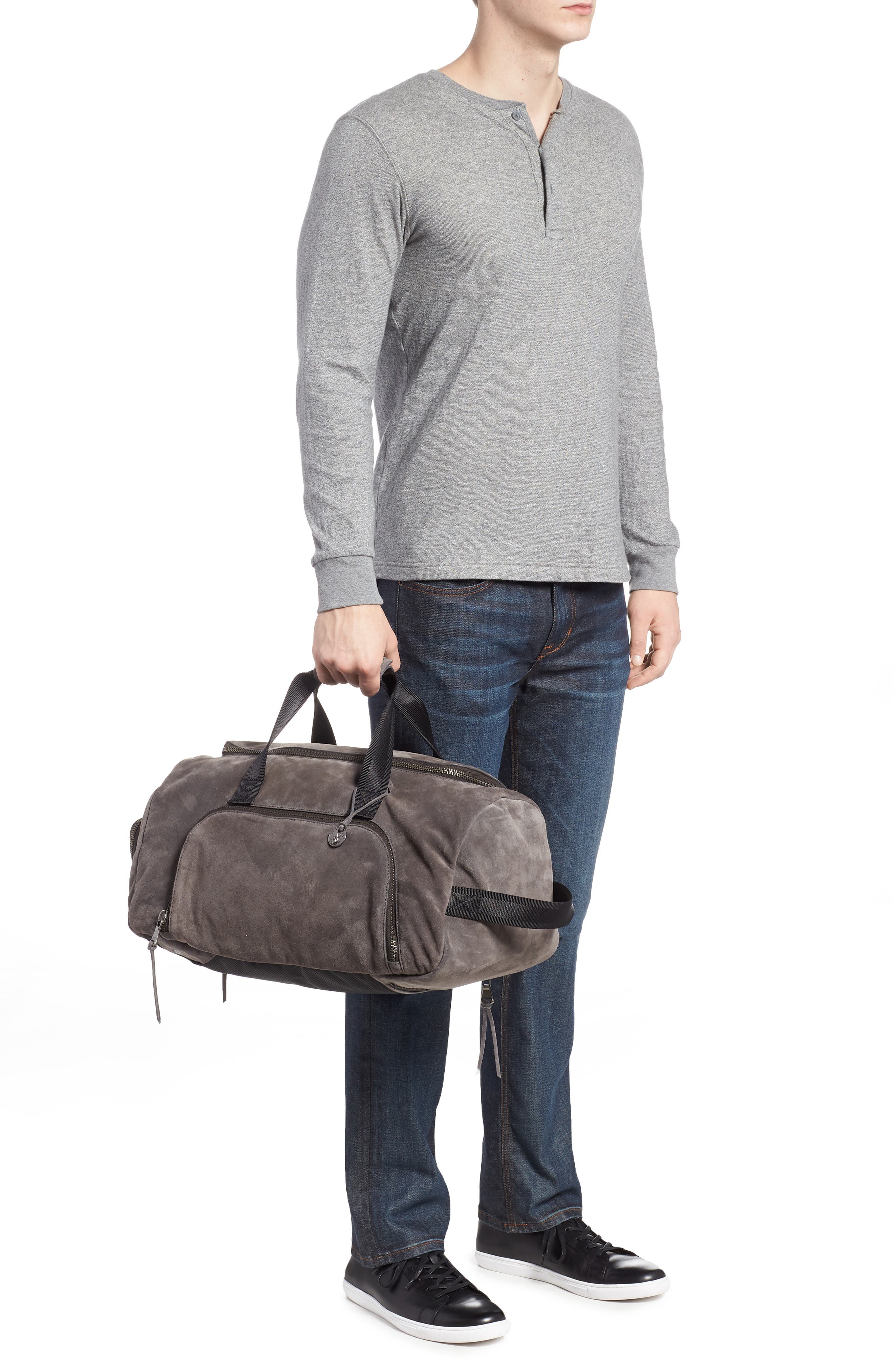 John Varvatos Star USA Brooklyn Suede Convertible Duffel Bag, Alternate, color, 