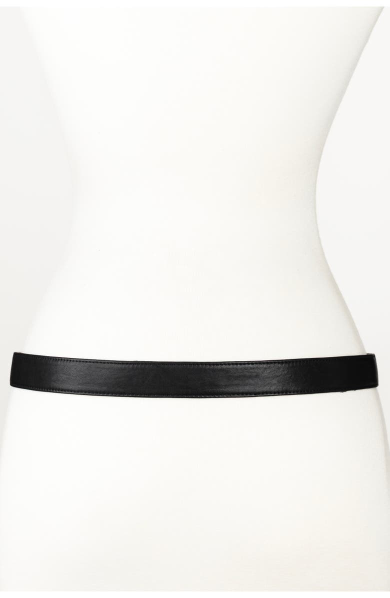Raina Belts Square Gold Buckle Leather Belt, Alternate, color, Black