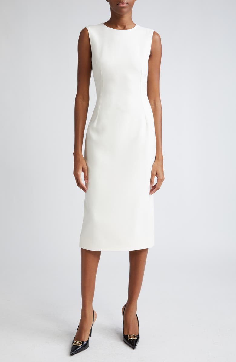 Dolce&Gabbana Sleeveless Stretch Wool Sheath Dress, Main, color, W0001bianco Naturale