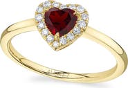 ALLUREZ Heart Lab Gemstone & Round Diamond Halo Ring 14K 0.67ct