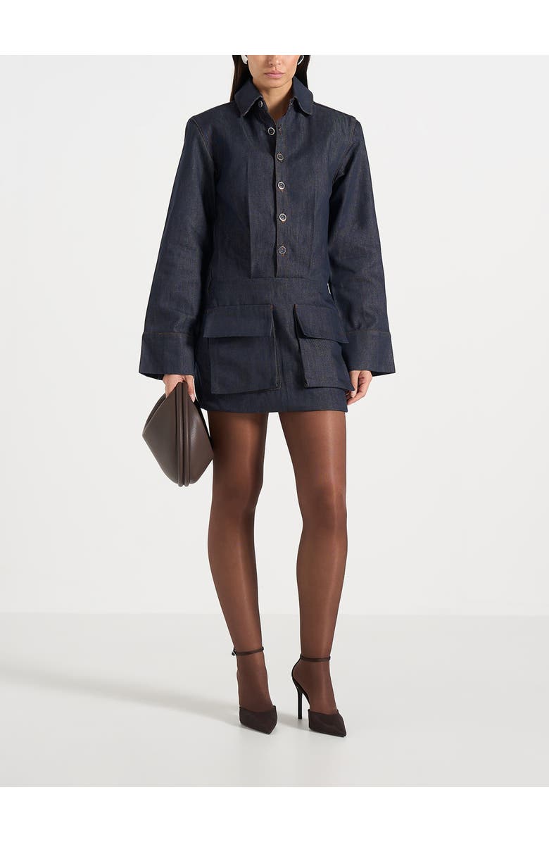 Manière De Voir Laure Cargo Shirt Mini Dress, Main, color, Indigo
