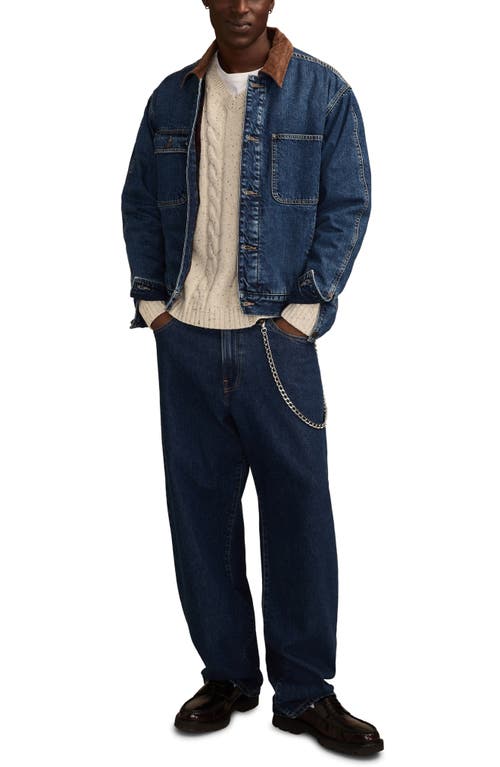 Lucky Brand Corduroy Collar Denim Jacket In Blue