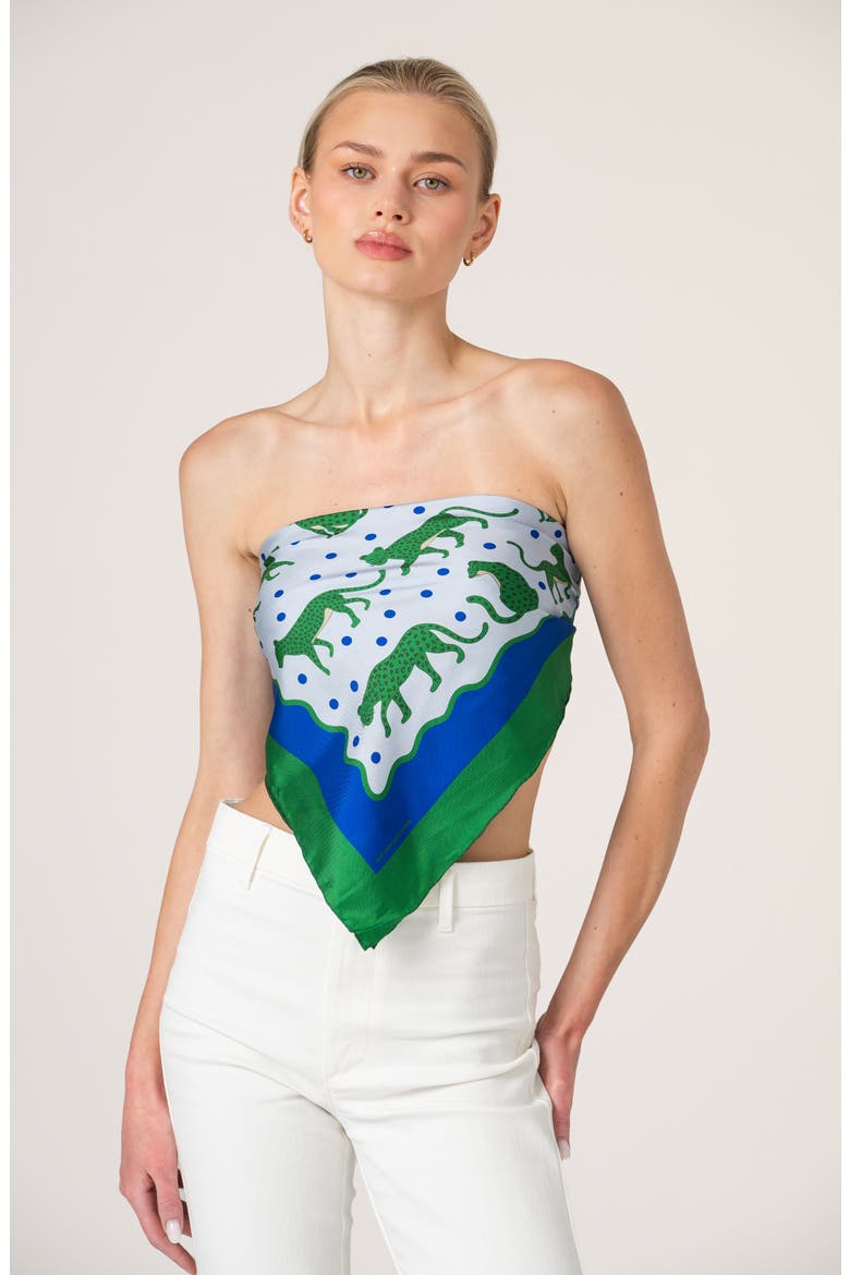 Emerald Safari Double Sided Silk Scarf, Alternate, color, Green