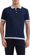 Bugatchi Short Sleeve Cotton & Modal Polo Sweater