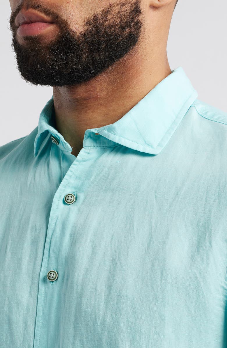 johnnie-O Gianna Hangin' Out Short Sleeve Linen & Lyocell Button-Up Shirt, Alternate, color, Tarpon