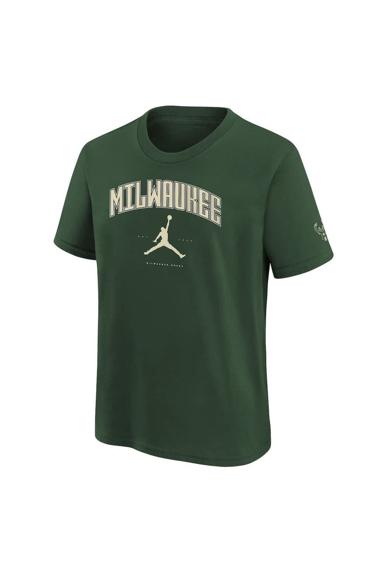 Youth Jordan Brand Hunter Green Milwaukee Bucks Essential Cities T-Shirt, Alternate, color, Hunter Green