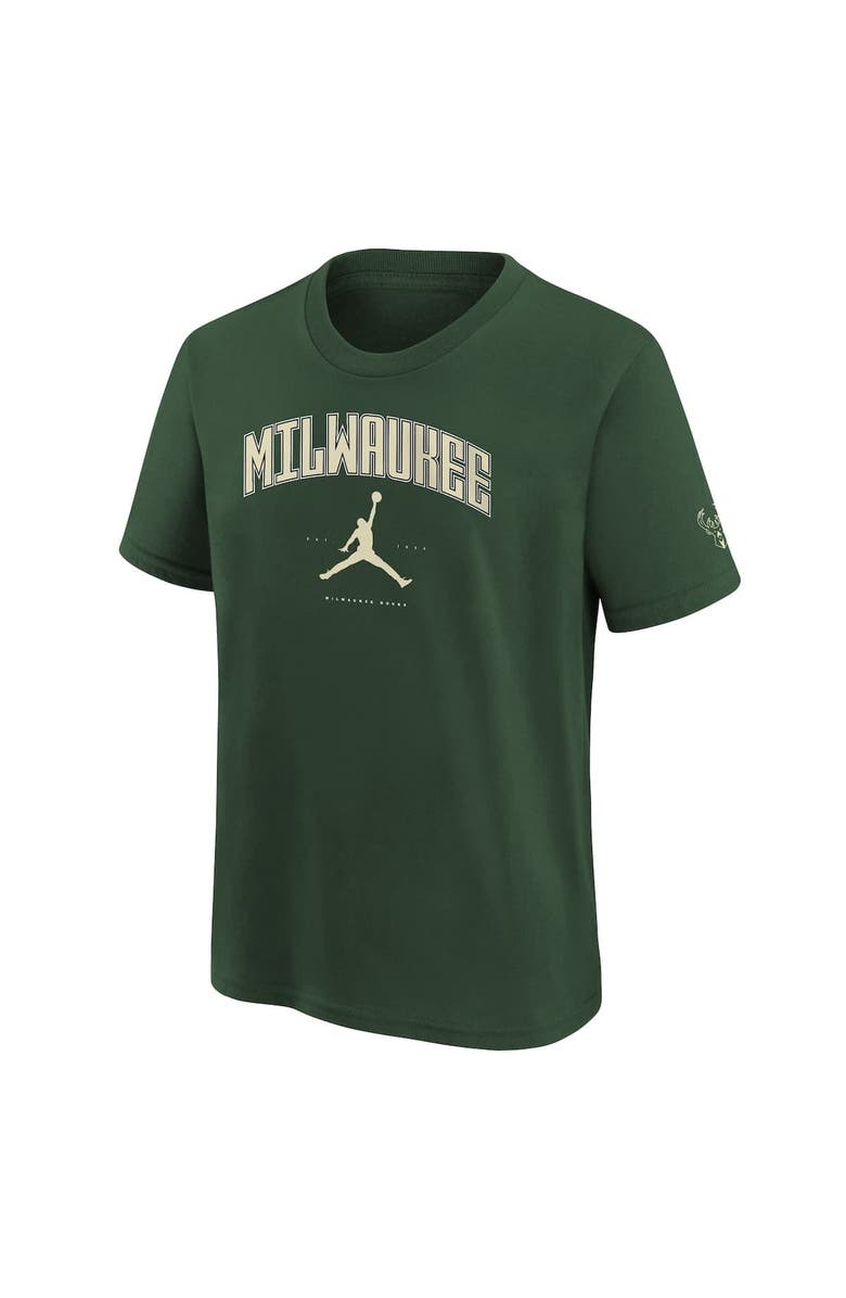 Jordan Brand Youth Jordan Brand Hunter Green Milwaukee Bucks Essential Cities T-Shirt, Alternate, color, Hunter Green
